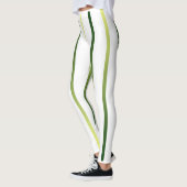 Weiße Limone gestreifte abnehmende Trendy Leggings (Links)