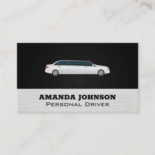 Weiße Limousine | Fahrdienstleistungen Visitenkarte (Vorderseite)