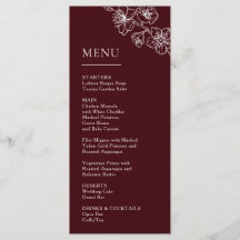 Weiße Line-Art-Blumen Hochzeit Deep Burgundy