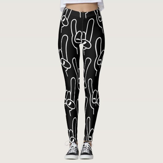 Weiße Linie für Schwermetall-Teufel-Hörner Leggings (Vorderseite)
