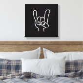 Weiße Linie für Schwermetall-Teufel-Hörner Leinwanddruck (Insitu (Schlafzimmer))