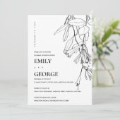 WEISSE LINIE ZEICHNEND FLORAL PROBE DINNER EINLADE DANKESKARTE (Stehend Vorderseite)