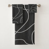 Weiße Linien auf schwarz Badhandtuch Set (Insitu)