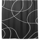 Weiße Linien auf schwarz Duschvorhang (Vorderseite)