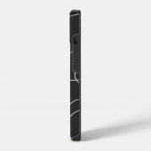 Weiße Linien auf Schwarz iPhone Hülle (Linke Seite)