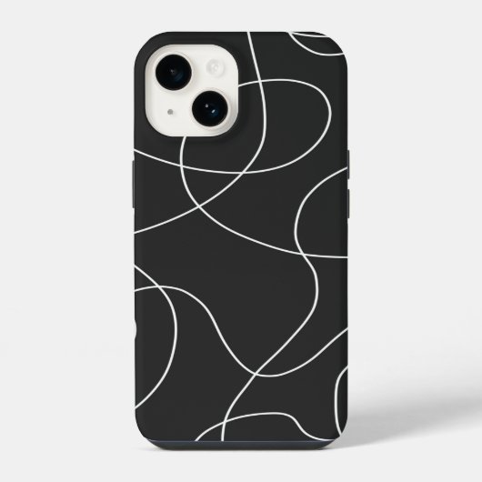 Weiße Linien auf Schwarz iPhone Hülle (Rückseite)