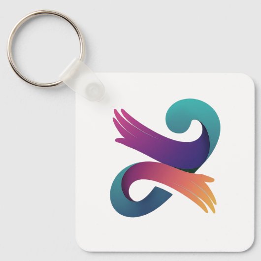 Weiße Linien mit grünem Leaf und Grafikdesign Schlüsselanhänger (Vorderseite)