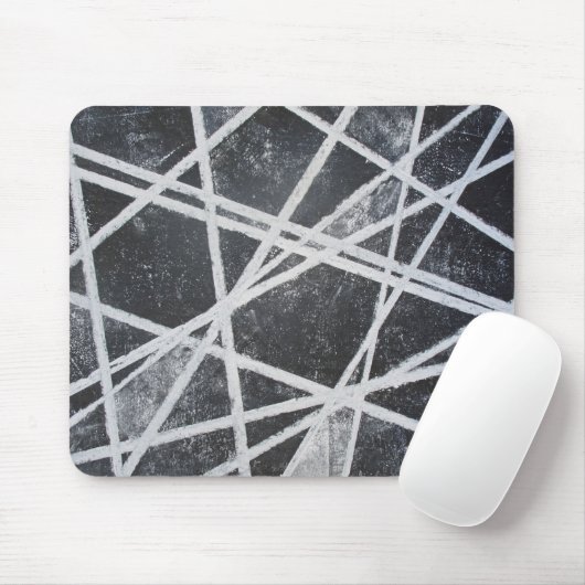 Weiße Linien Schwarze Räume cool abstrakt Mousepad (Mit Mouse)