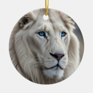 Weiße Lion Keramik Ornament