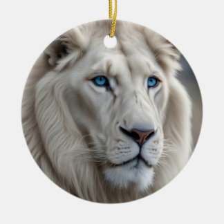 Weiße Lion Keramik Ornament