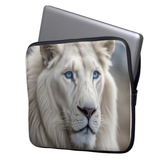 Weiße Lion Laptopschutzhülle (Vorderseite Links)
