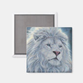 Weiße Lion Magnet (Vorderseite/Rückseite)