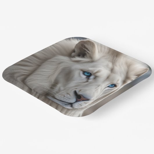 Weiße Lion Pappteller (Gewinkelt)
