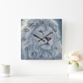 Weiße Lion Quadratische Wanduhr (Zuhause)