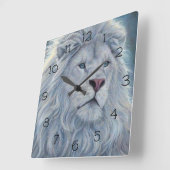 Weiße Lion Quadratische Wanduhr (Winkel)