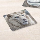 Weiße Lion Rechteckiger Pappuntersetzer (angewinkelt)