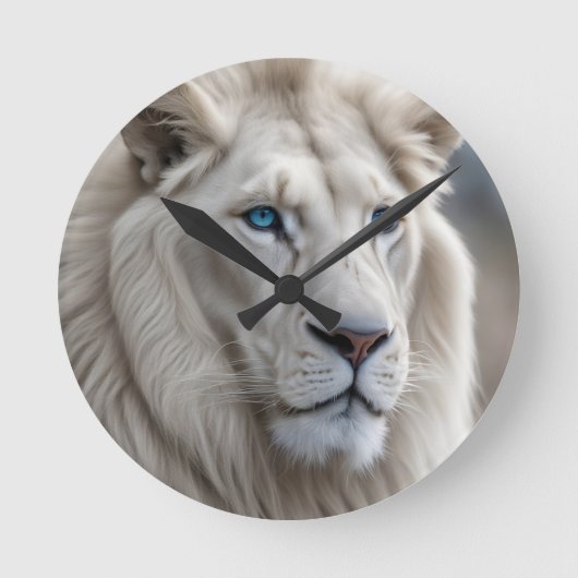 Weiße Lion Runde Wanduhr (Vorderseite)