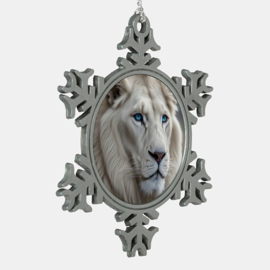 Weiße Lion Schneeflocken Zinn-Ornament (Links)