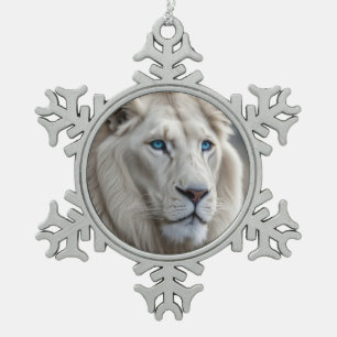 Weiße Lion Schneeflocken Zinn-Ornament