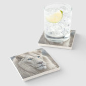 Weiße Lion Steinuntersetzer (Seitenansicht)