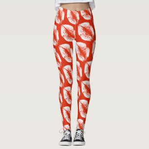 Weiße Lippen Modernes Orange Red Leggings