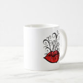 Weiße Lips Tinte Zeichnend Tattoo Style Kaffeetasse (VorderseiteRechts)