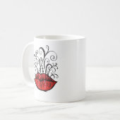 Weiße Lips Tinte Zeichnend Tattoo Style Kaffeetasse (Vorderseite Links)