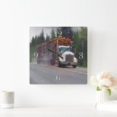 Weiße LKW-Fahreruhr Quadratische Wanduhr (Zuhause)