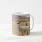 WEISSE LLAMA AUF BROWN GRASS KAFFEETASSE (VorderseiteRechts)