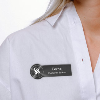 Weiße Logo-Marke Radial-Metallic-Schwarz-Name-Mark Namensschild