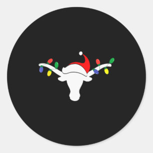 Weiße Longhorn-Weihnachtslichter Santa Hut Horn Am Runder Aufkleber