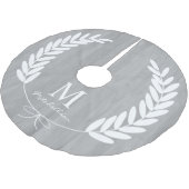 Weiße Lorbeer-graues hölzernes Korn - Polyester Weihnachtsbaumdecke (Schrägansicht)