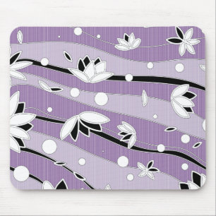 Weiße Lotus-Blume an Lila Streifen Mousepad