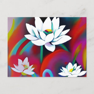 Weiße Lotus-Blume auf farbigem Hintergrund Postkarte