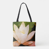 Weiße Lotus-Blume, botanisches Foto Tasche (Rückseite)