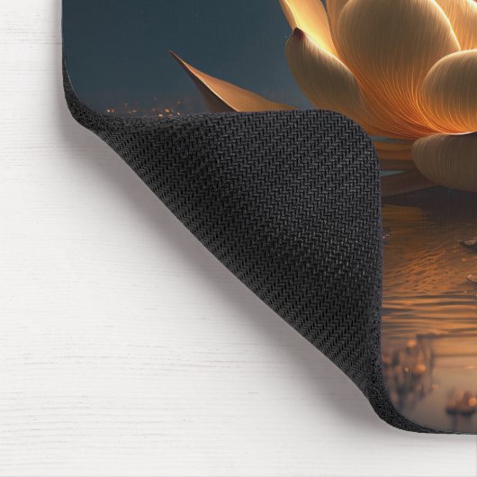 Weiße Lotus Blume Dunkel, Zen Mousepad (Ecke)