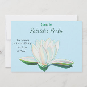 Weiße Lotus-Blume Leuchtend Personalisiert Einladung