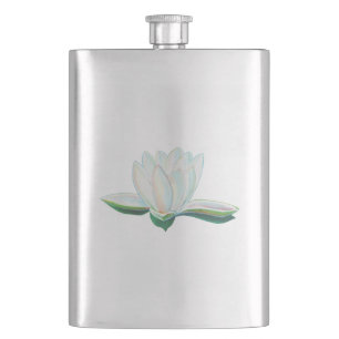 Weiße Lotus-Blume mit leuchtenden Farben Flachmann