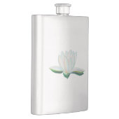 Weiße Lotus-Blume mit leuchtenden Farben Flachmann (Rechts)