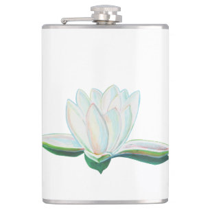 Weiße Lotus-Blume mit leuchtenden Farben Flachmann