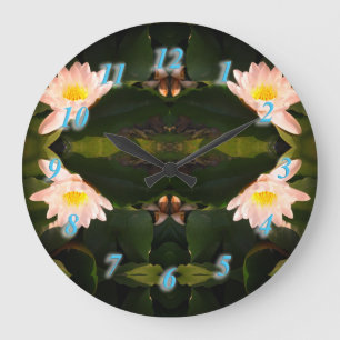 Weiße Lotus-Blume, Wall-Uhr Große Wanduhr
