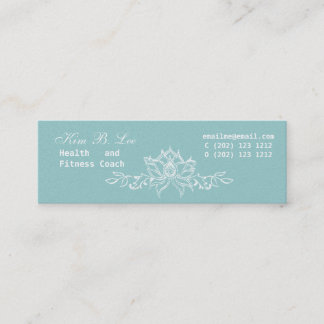Weiße Lotus Floral Aquamarin Blue Mini Visitenkarte