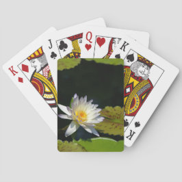 Weiße Lotus-Wasserlilie und Lilienpads Playing Car Spielkarten