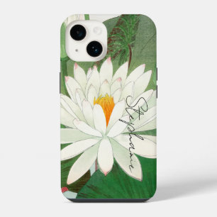 Weiße Lotusblume Japanische Vintage-Fine-Art-Name iPhone 14 Hülle
