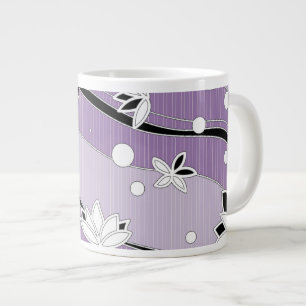 Weiße Lotusblumen auf lila Streifen Jumbo-Tasse