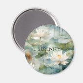 Weiße Lotusblumen Grüne Ruhe Magnet (Vorderseite/Rückseite)