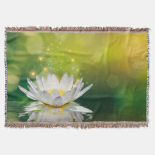 Weiße Lotusblumenlandschaft, Zen Decke