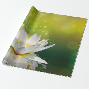 Weiße Lotusblumenlandschaft, Zen Geschenkpapier