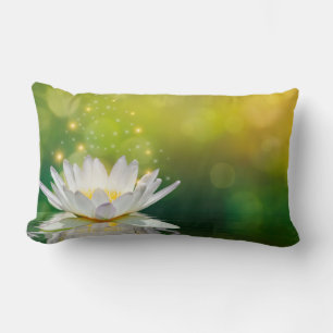Weiße Lotusblumenlandschaft, Zen Lendenkissen