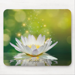Weiße Lotusblumenlandschaft, Zen Mousepad